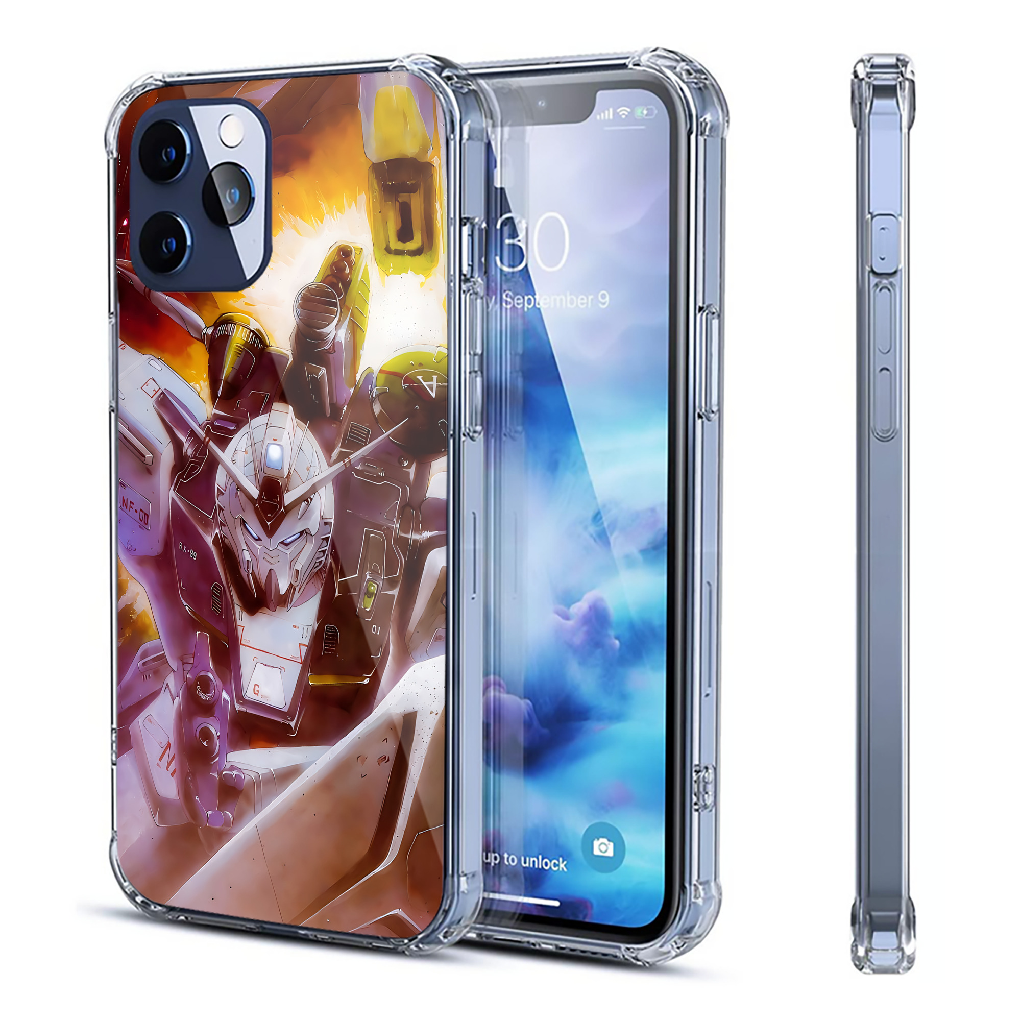 （画像用） 機動戦士ガンダム Mobile Suit Gundam 【iPhone 12シリーズ対応】透明スマホケース（クリアソフトケース）